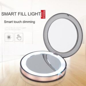 LED Lighted Mini Makeup Mirror 3X Magnifying Compact Travel Portable Sensing Lighting Makeup Mirror